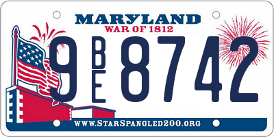 MD license plate 9BE8742