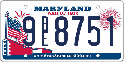 MD license plate 9BE8751