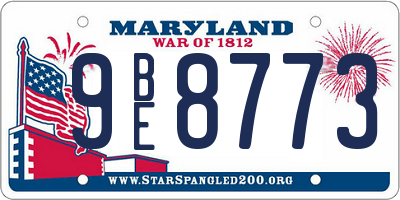 MD license plate 9BE8773