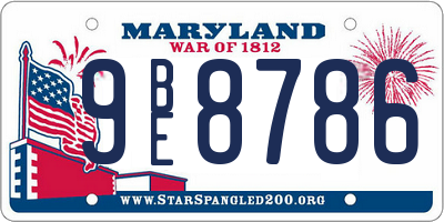 MD license plate 9BE8786