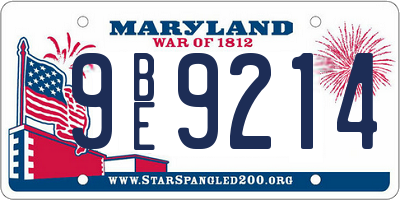 MD license plate 9BE9214