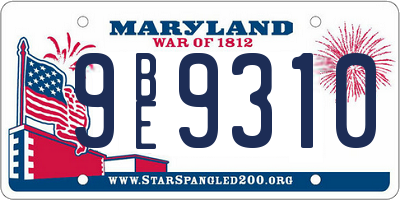MD license plate 9BE9310