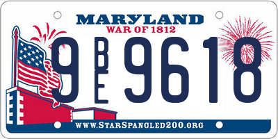 MD license plate 9BE9618