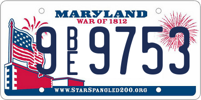 MD license plate 9BE9753