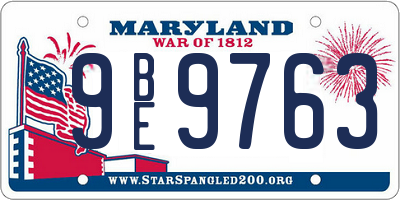 MD license plate 9BE9763