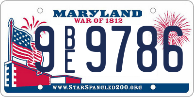 MD license plate 9BE9786