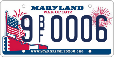 MD license plate 9BF0006