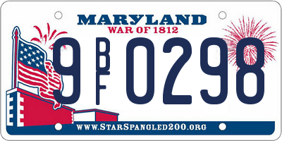 MD license plate 9BF0298