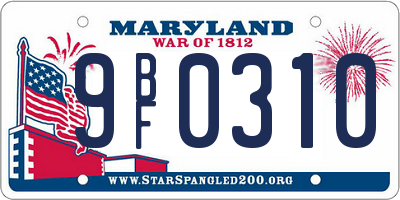 MD license plate 9BF0310