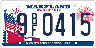 MD license plate 9BF0415