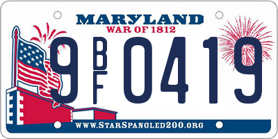 MD license plate 9BF0419