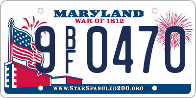 MD license plate 9BF0470