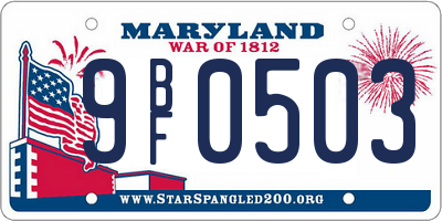 MD license plate 9BF0503