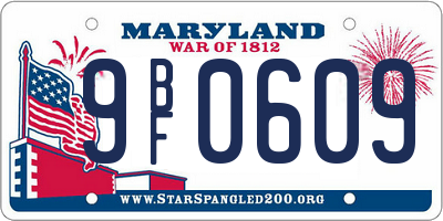 MD license plate 9BF0609