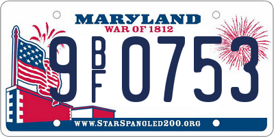 MD license plate 9BF0753