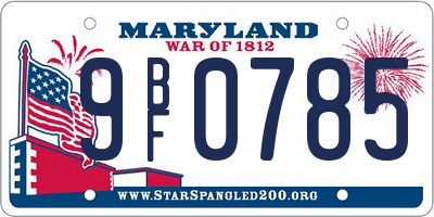 MD license plate 9BF0785