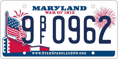 MD license plate 9BF0962