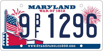MD license plate 9BF1296