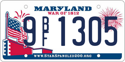 MD license plate 9BF1305