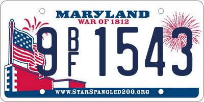MD license plate 9BF1543