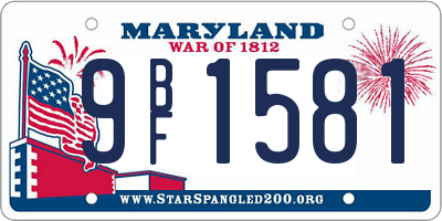 MD license plate 9BF1581