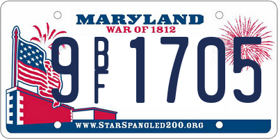 MD license plate 9BF1705
