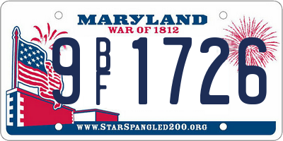 MD license plate 9BF1726