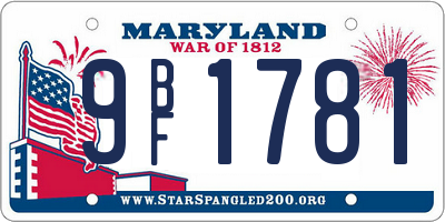 MD license plate 9BF1781