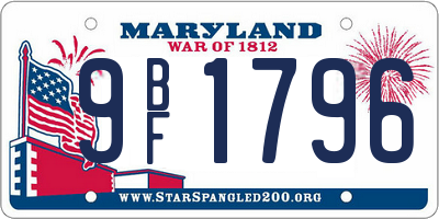 MD license plate 9BF1796