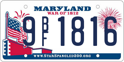 MD license plate 9BF1816