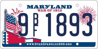 MD license plate 9BF1893