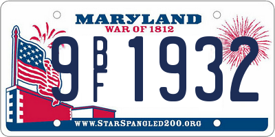 MD license plate 9BF1932