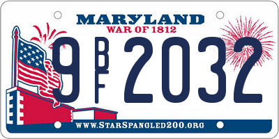 MD license plate 9BF2032