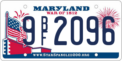 MD license plate 9BF2096