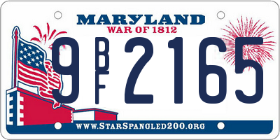 MD license plate 9BF2165