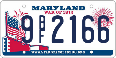MD license plate 9BF2166