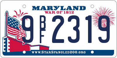 MD license plate 9BF2319