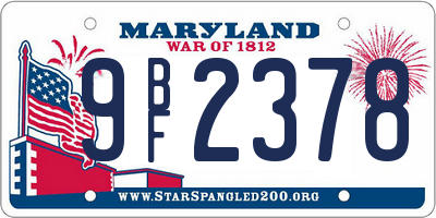 MD license plate 9BF2378