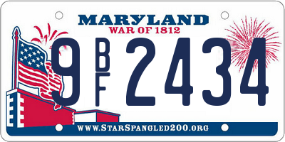 MD license plate 9BF2434