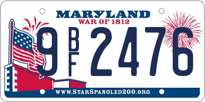 MD license plate 9BF2476