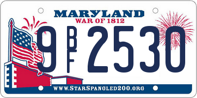 MD license plate 9BF2530