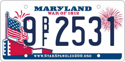 MD license plate 9BF2531