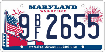 MD license plate 9BF2655