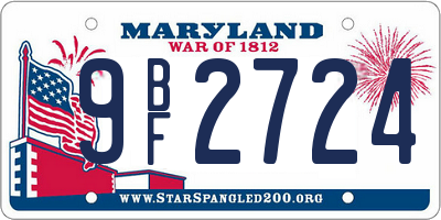 MD license plate 9BF2724