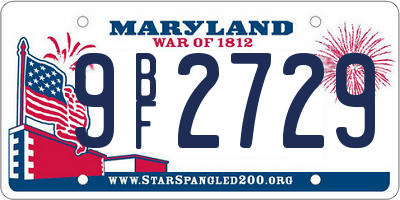 MD license plate 9BF2729