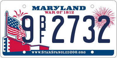MD license plate 9BF2732