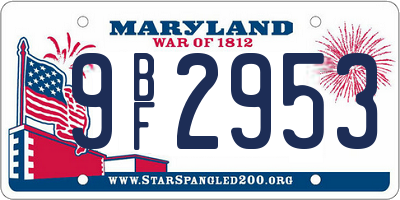 MD license plate 9BF2953