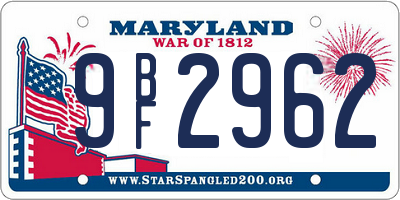 MD license plate 9BF2962