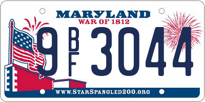 MD license plate 9BF3044