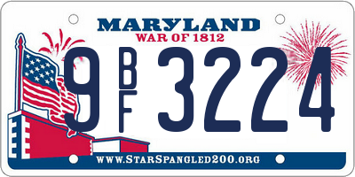 MD license plate 9BF3224